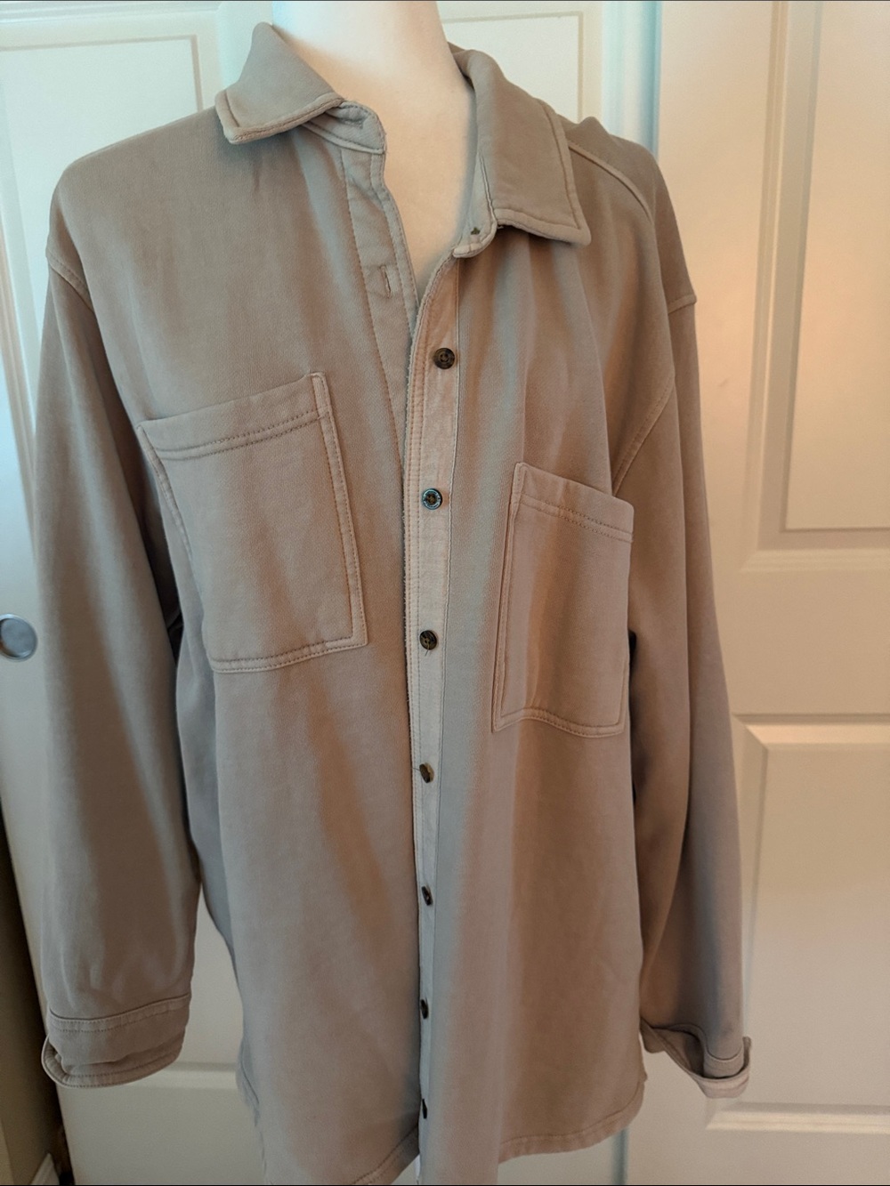 C&C California Taupe Button-Up Overshirt Jacket